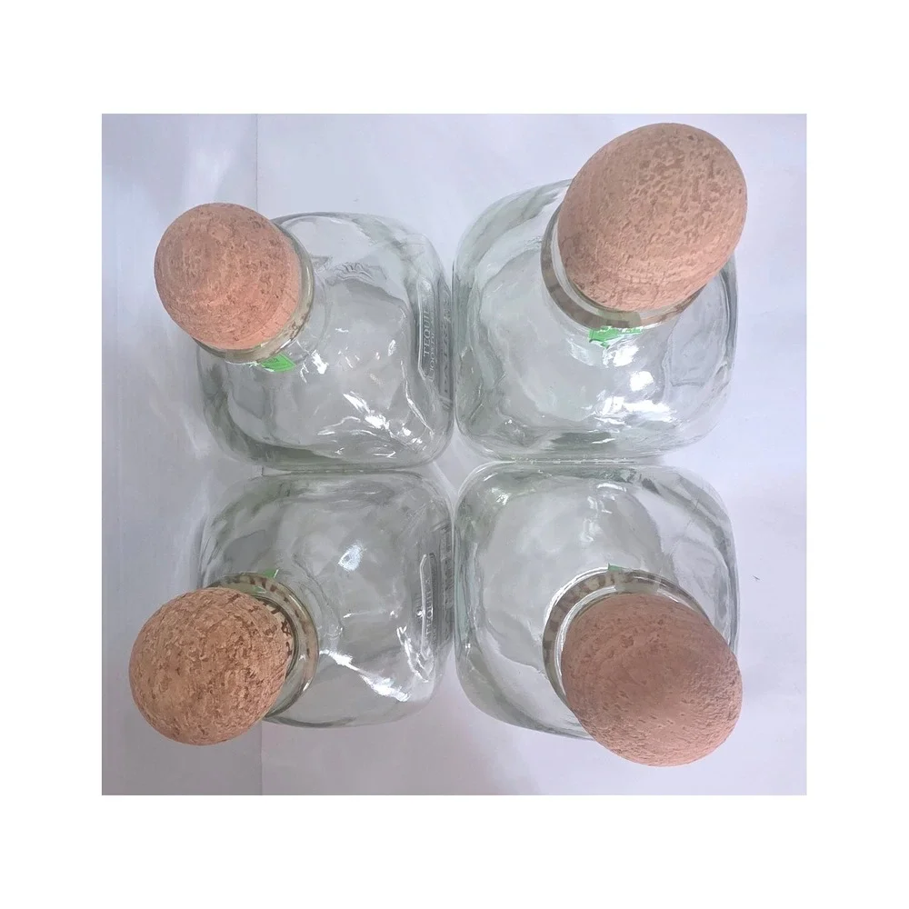 Lot of 4 Patron Silver Tequila Empty Glass Bottles 1.75L with Cork Stoppers